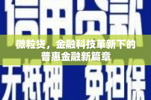 贾汪微粒贷，金融科技革新下的普惠金融新篇章