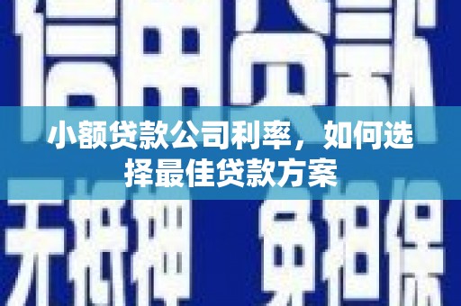 贾汪小额贷款公司利率，如何选择最佳贷款方案