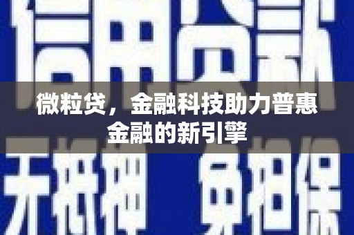 贾汪微粒贷，金融科技助力普惠金融的新引擎