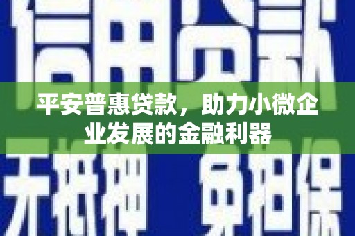贾汪平安普惠贷款，助力小微企业发展的金融利器