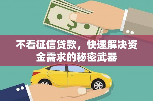 贾汪不看征信贷款，快速解决资金需求的秘密武器