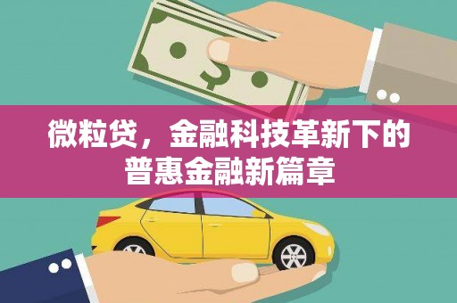 贾汪微粒贷，金融科技革新下的普惠金融新篇章