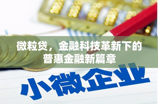 贾汪微粒贷，金融科技革新下的普惠金融新篇章