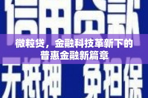 贾汪微粒贷，金融科技革新下的普惠金融新篇章